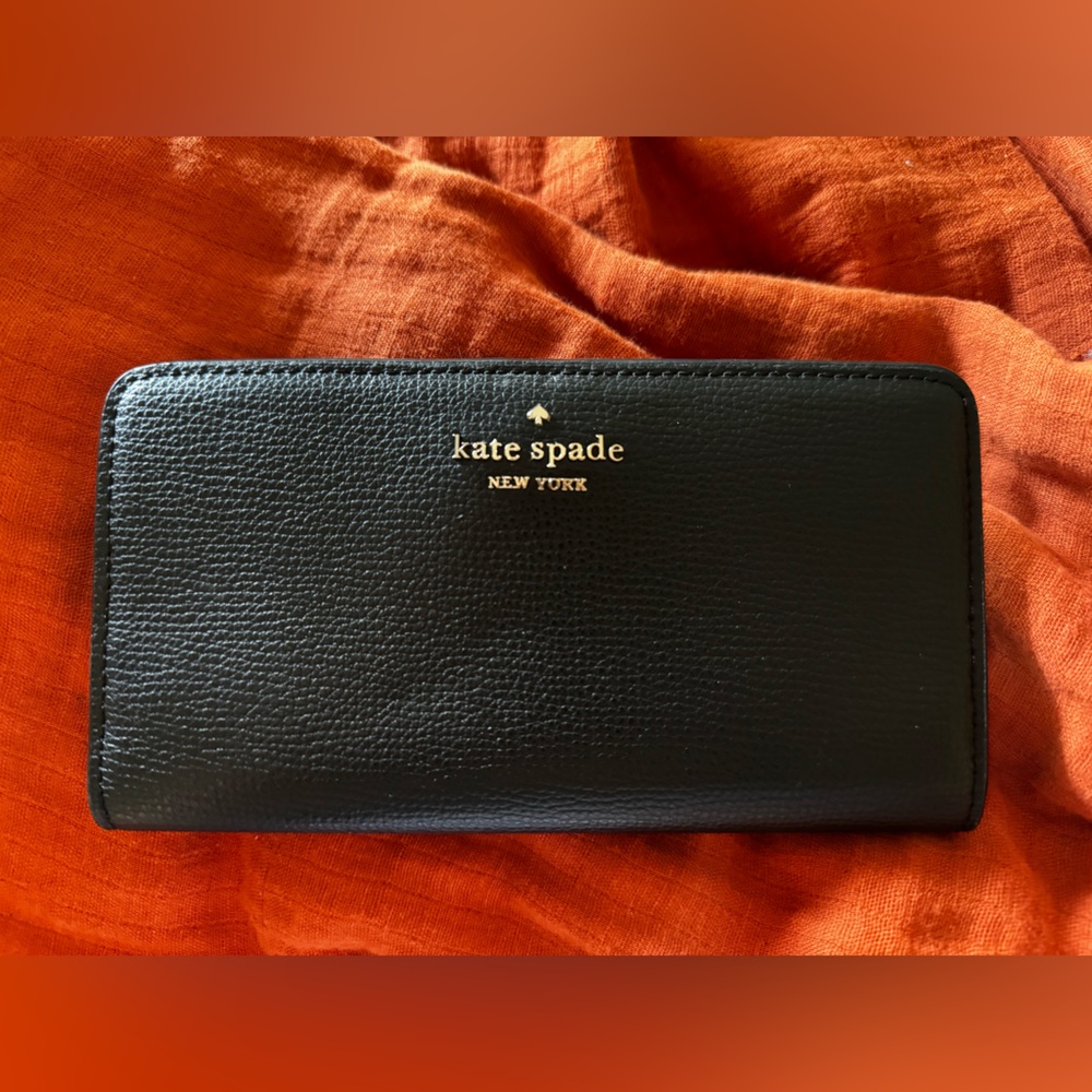 Kate Spade Black Leather Wallet with Gold Logo